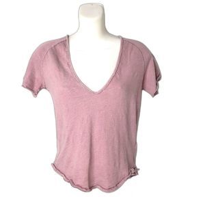 WE THE FREE Purple V Neck Short Sleeve T Shirt Womens Size Medium